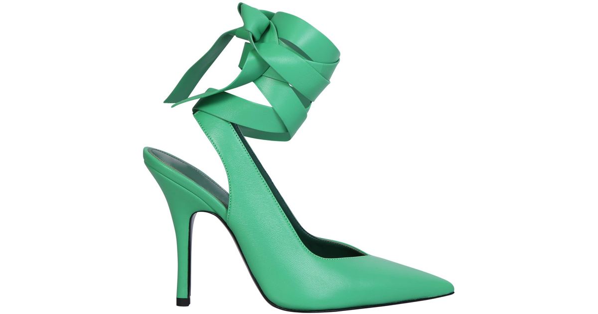 The Attico Venus Slingback Heel Shoes in Green | Lyst