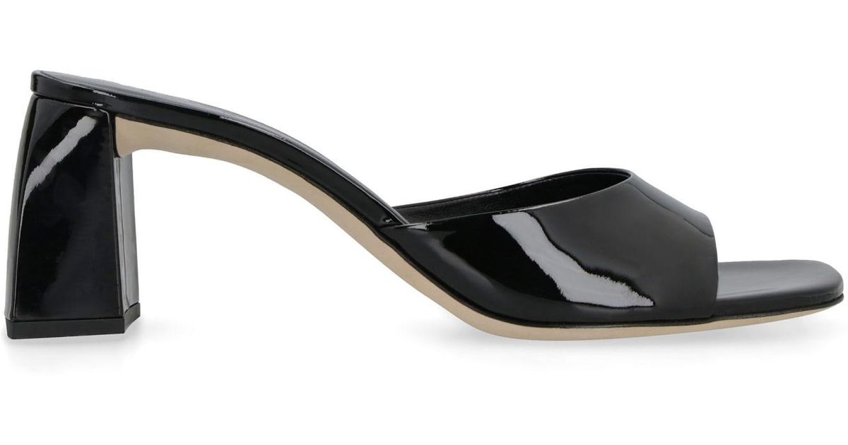 BY FAR Romy Patent Leather Mules in Black | Lyst