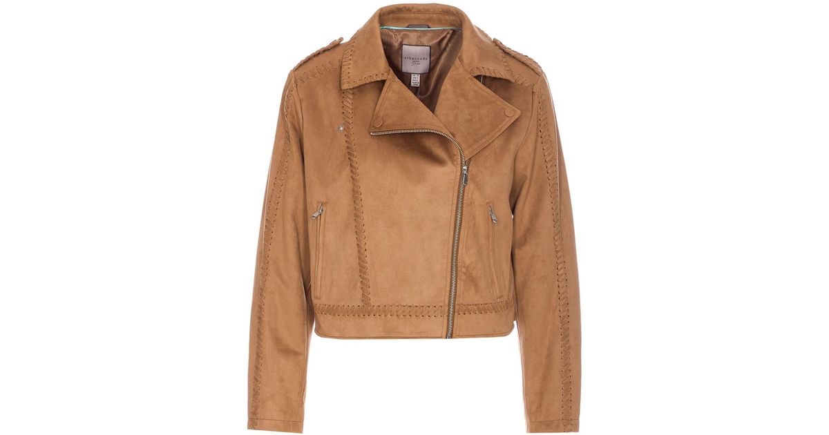 Urbancode Faux Suede Leather Jacket in Brown | Lyst