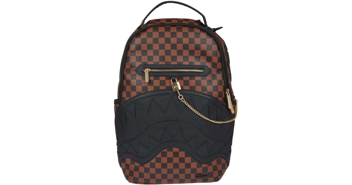 Sprayground Checkered Black And Brown Backpack for Men Lyst
