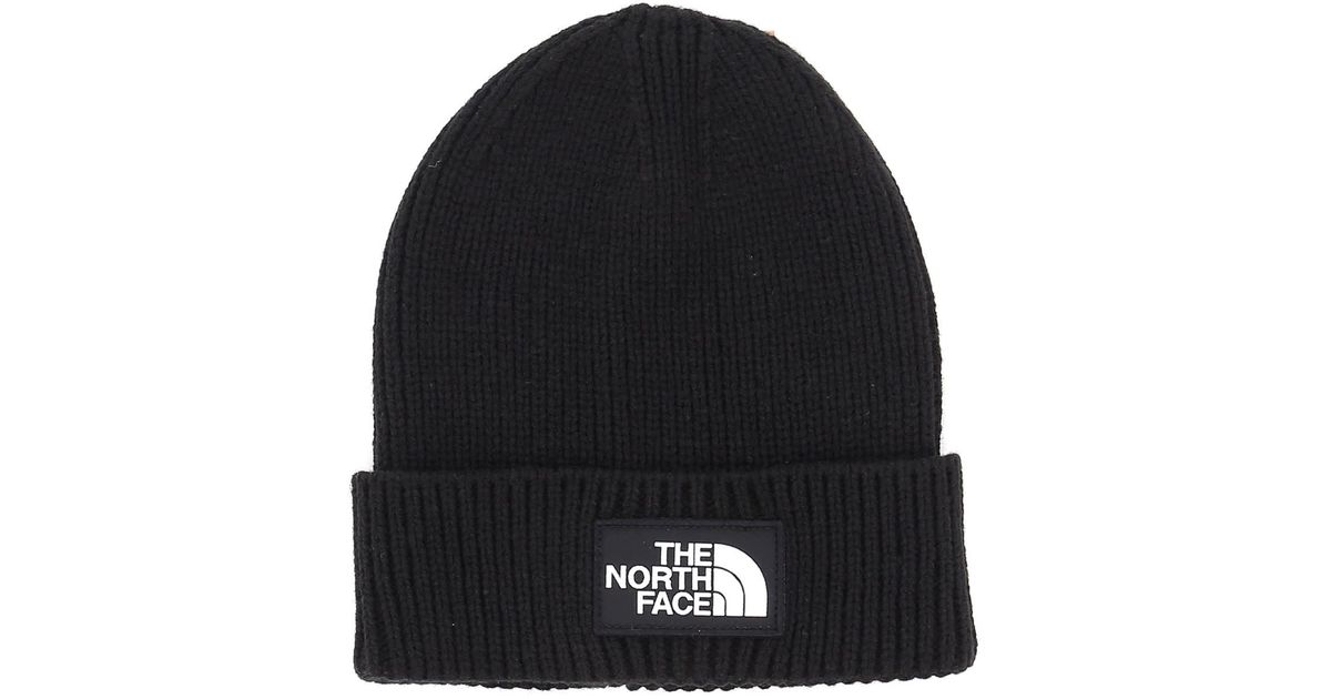 The North Face Synthetic Tnf Logo Box Cuffed Beanie in Black for Men | Lyst