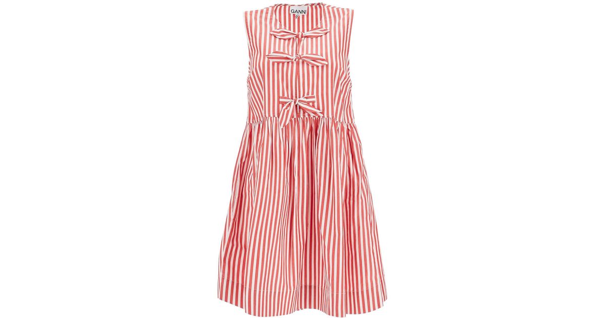 strapless open back dress Ganni Pink & Brown Striped Cotton Dress sz 2 l Michael's Luxury Consignment  – Michael's Consignment NYC main image 0