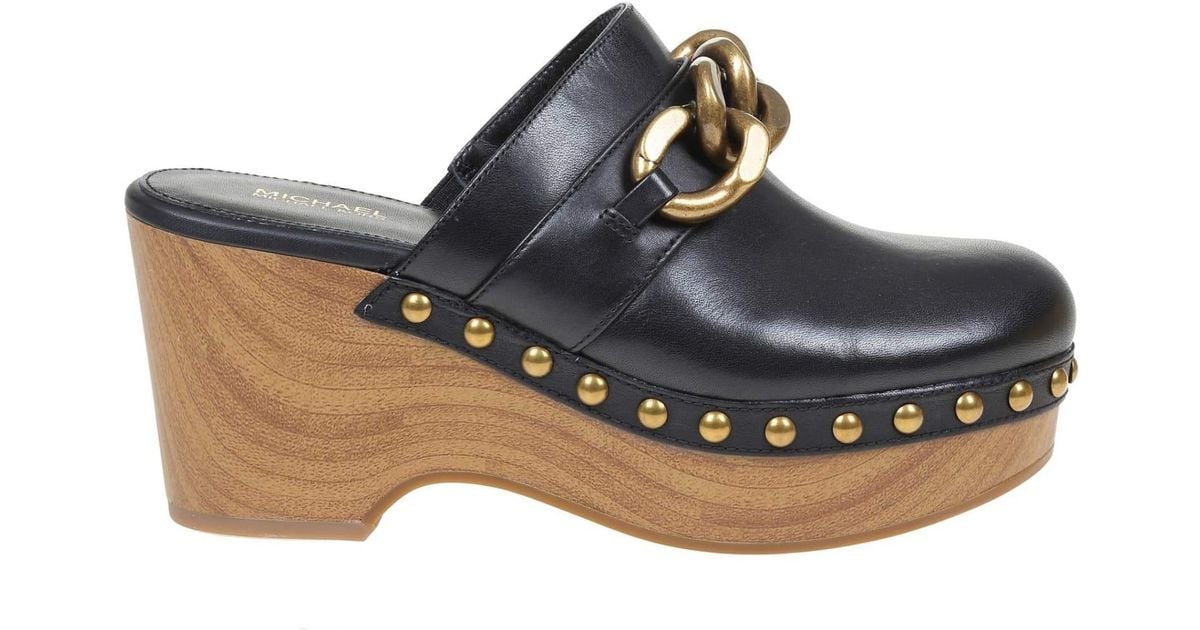 Michael Kors Scarlett Clogs In Leather in Black | Lyst