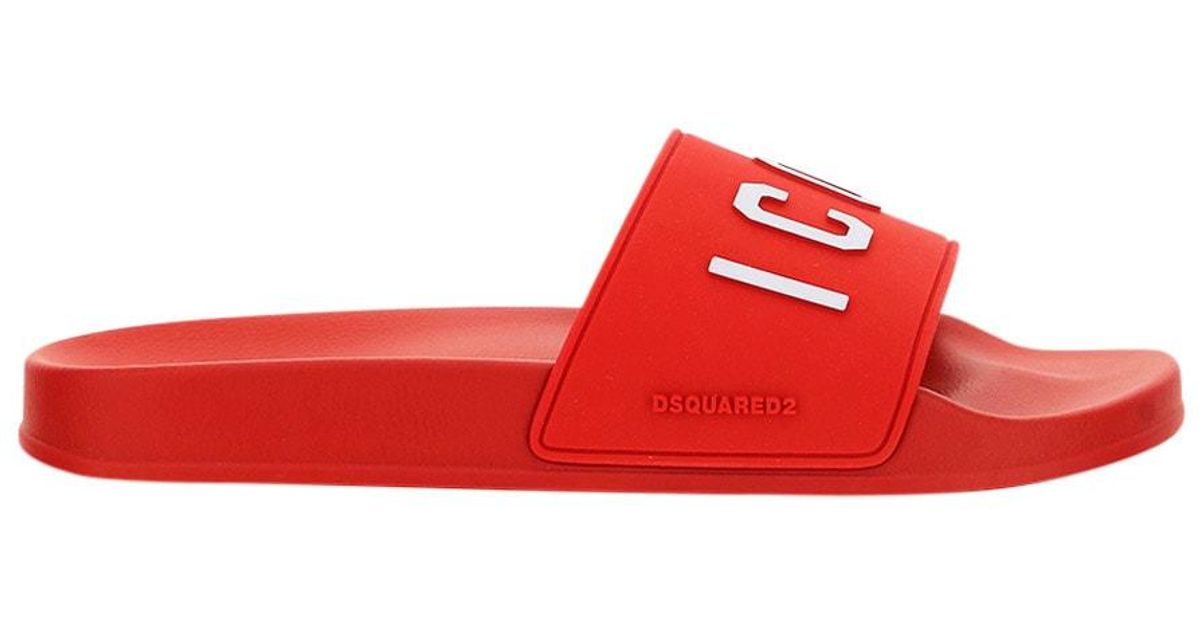 DSquared² Rubber Dsqua2 Icon Sandals in Red for Men - Save 1% | Lyst