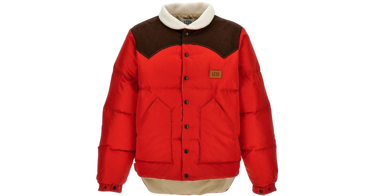 LC23 Paneled Down Jacket in Red for Men | Lyst