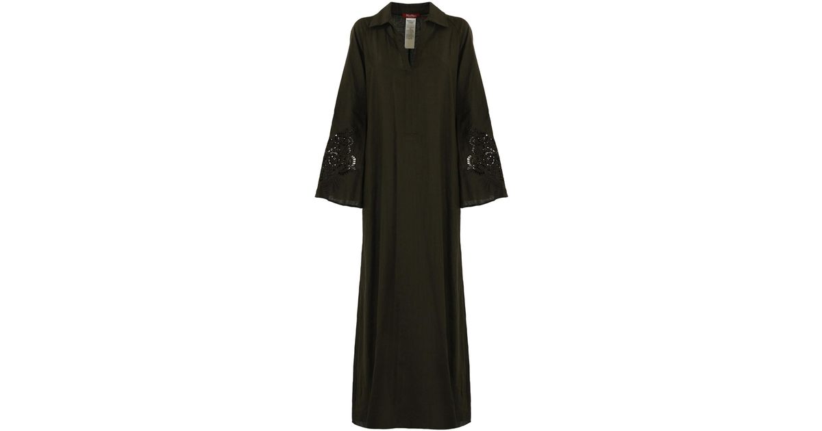 Max Mara Strano Long Linen Dress in Black | Lyst
