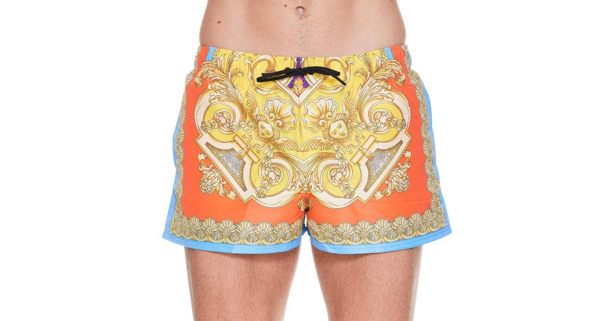 Versace Sun Garland Swimsuit in Orange for Men | Lyst