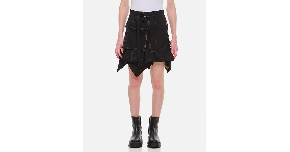Sacai X Carhartt Wip Suiting Bonding Cotton Skirt in Black | Lyst 