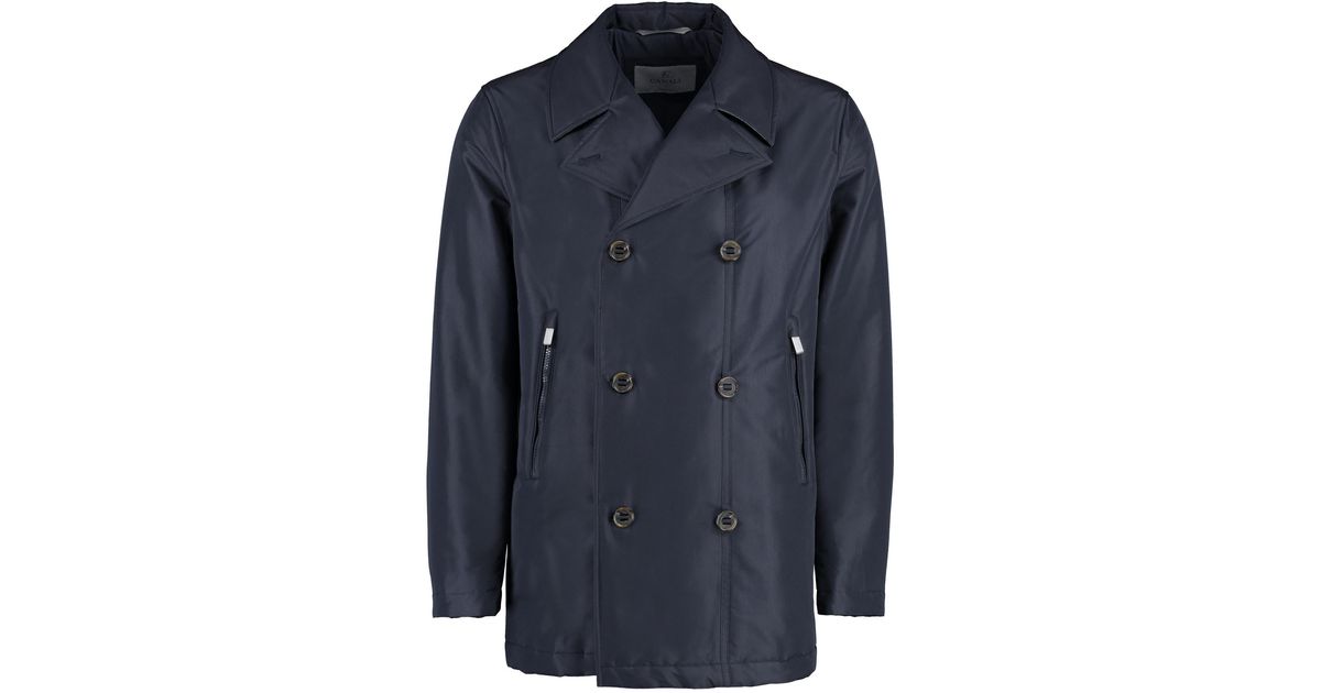 Canali Padded Doublebreast Peacoat in Blue for Men Lyst