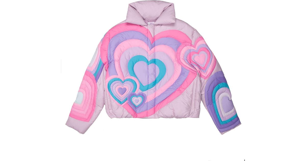 ERL Hearts Puffer Jacket in Pink | Lyst