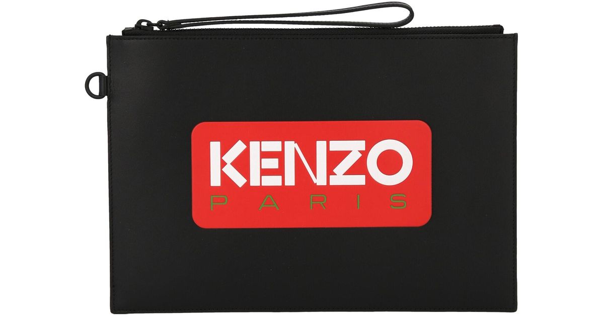 KENZO Logo Clutch Bag in Red | Lyst