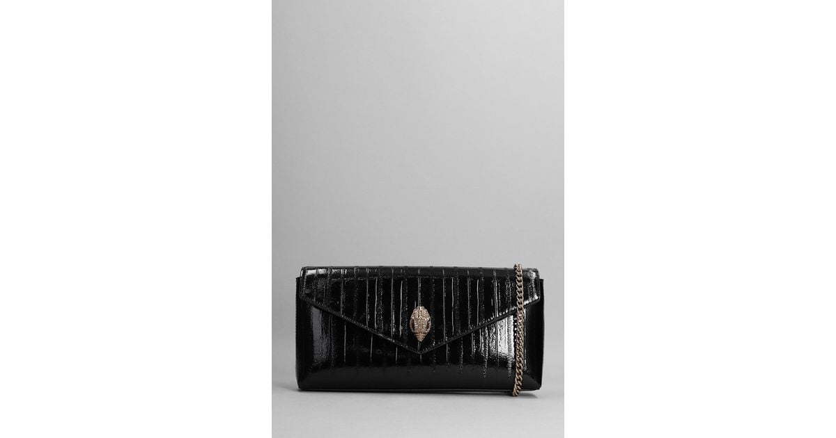 Kurt Geiger Shoreditch Envelope Shoulder Bag In Black Patent Leather in