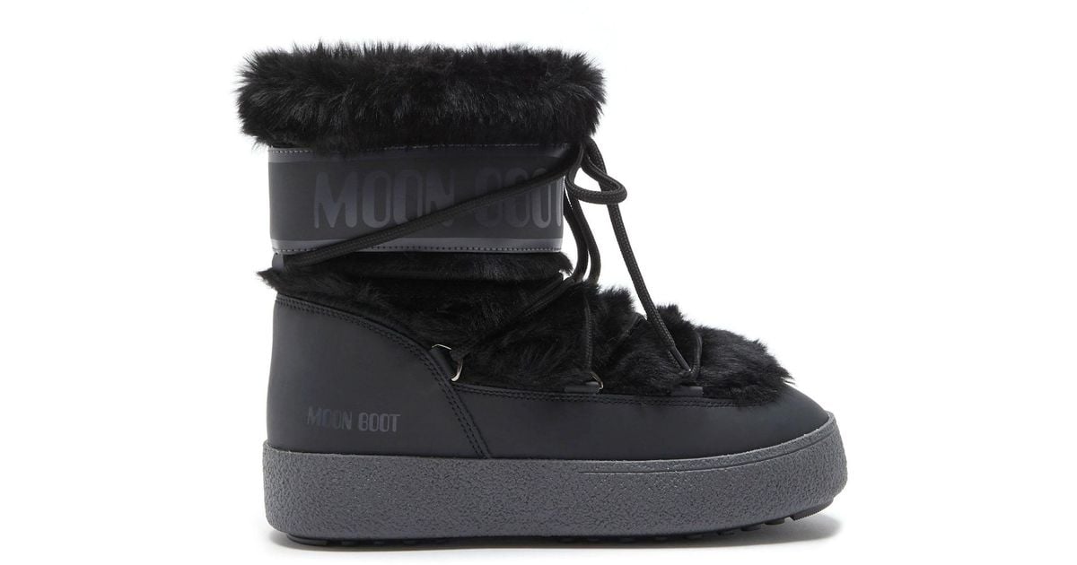 Moon Boot Ltrack Tube Faux-Fur Boots in Black Lyst UK