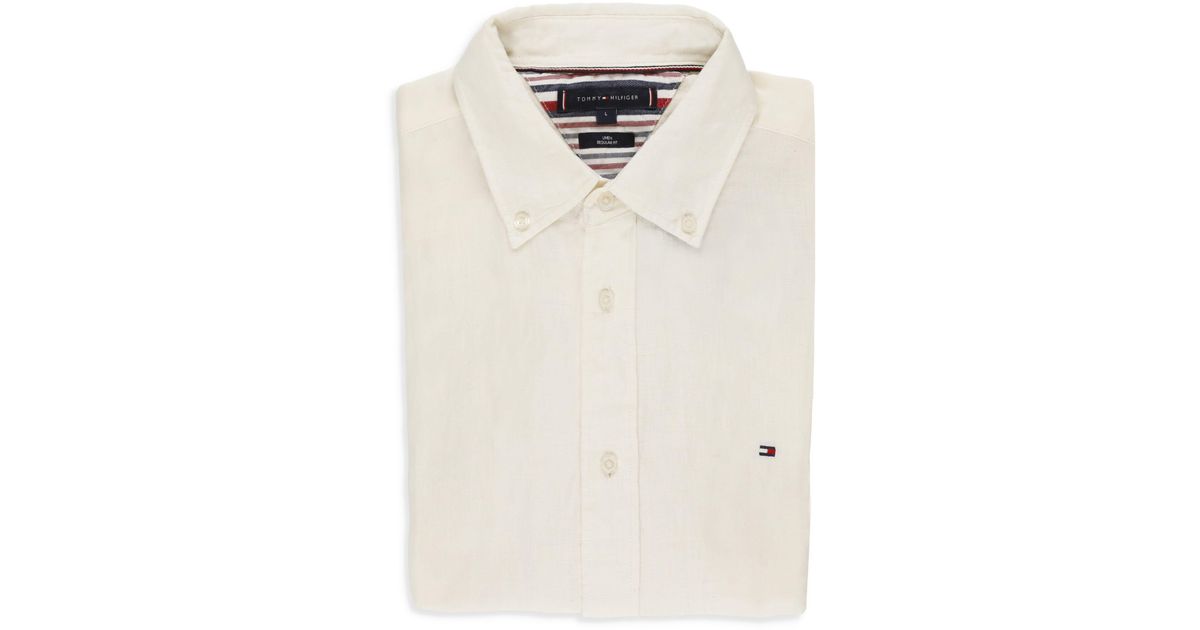 Tommy Hilfiger Linen Shirt in Ivory (White) for Men Lyst