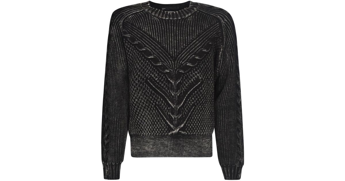 Neil Barrett Vintage Cable Knit Sweater in Black for Men | Lyst
