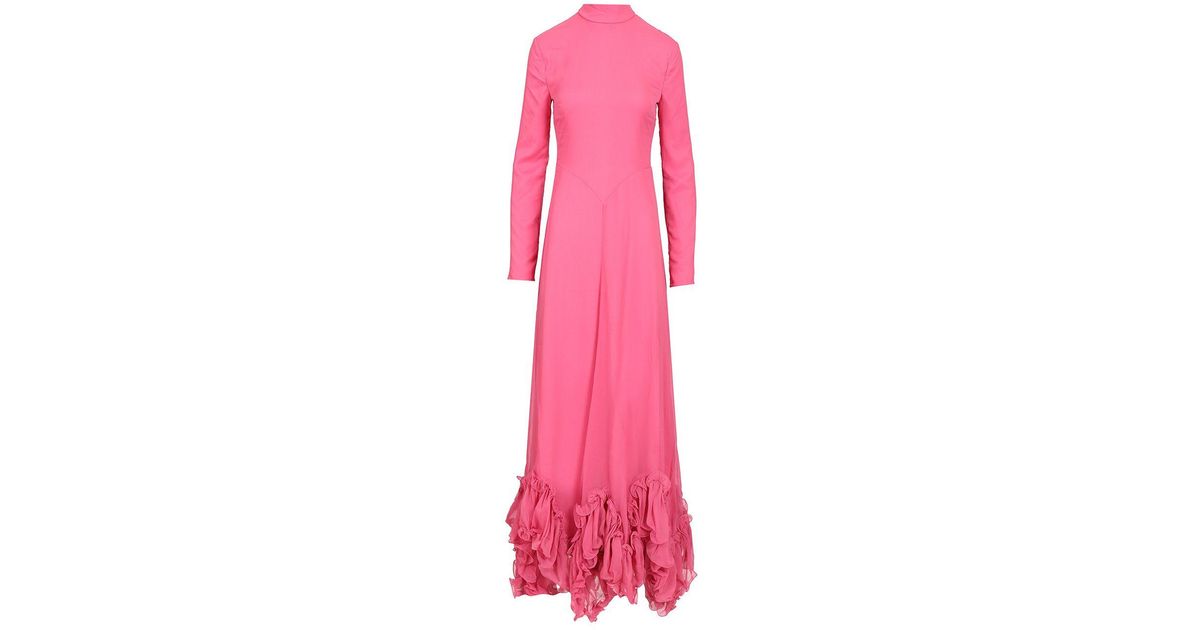 rotate birger christensen chiffon maxi ruffle dress ROTATE BIRGER CHRISTENSEN ruffled-hem Maxi Dress | Red