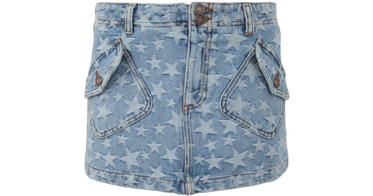 ERL Womens Denim Jacquard Short Skirt Woven Clothing in Blue | Lyst