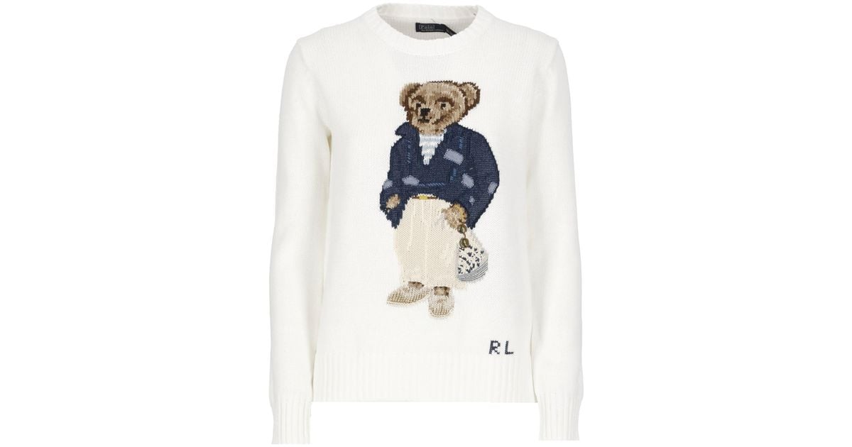 Ralph Lauren Polo Bear Sweater in White | Lyst