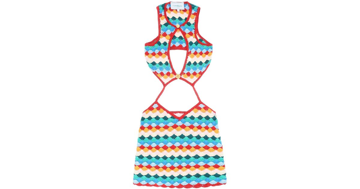CASABLANCA 'rainbow Shell' Mini Crochet Dress in Blue Lyst