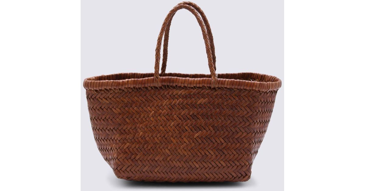 Dragon Diffusion Tan Leather Bamboo Triple Jump Small Tote Bag in Brown ...