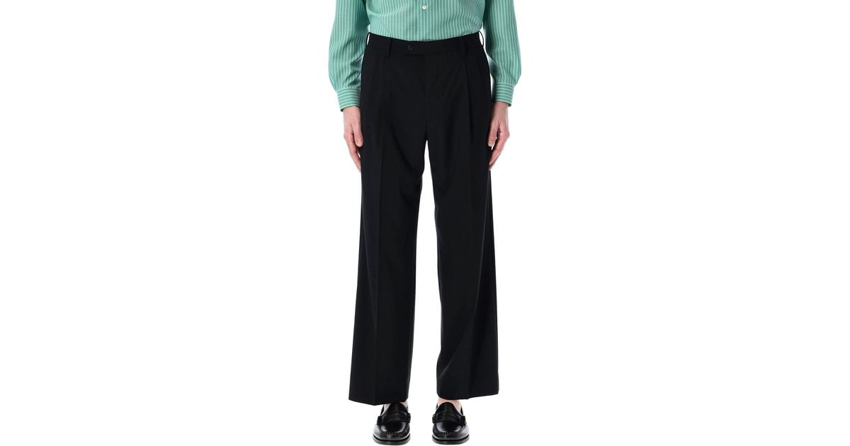 パンツ AURALEE TWO-TUCK SLACKS BLACK Tropical Wool Two Tuck Slack in Black