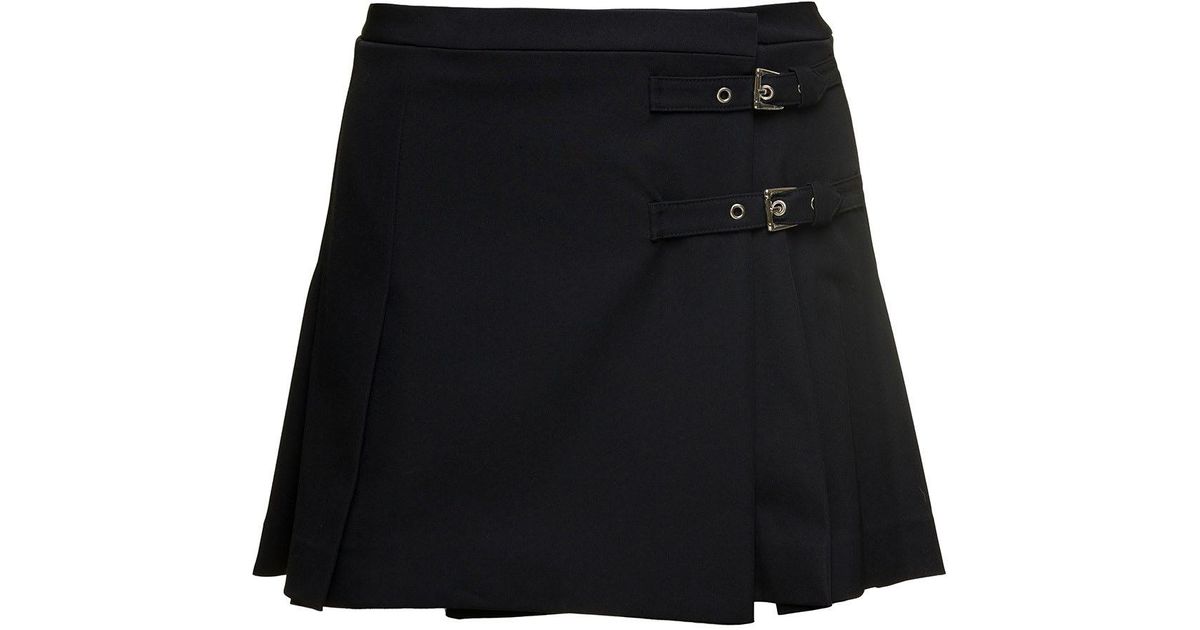 Alessandra Rich Black Mini Skirt With Side Bukle Detail With Loop In ...