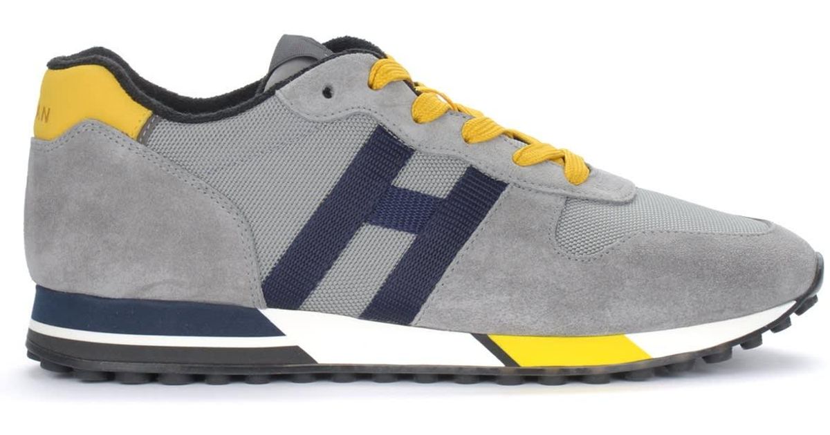 Hogan H383 Sneaker In Grey And Yellow Suede And Mesh in Gray for Men | Lyst