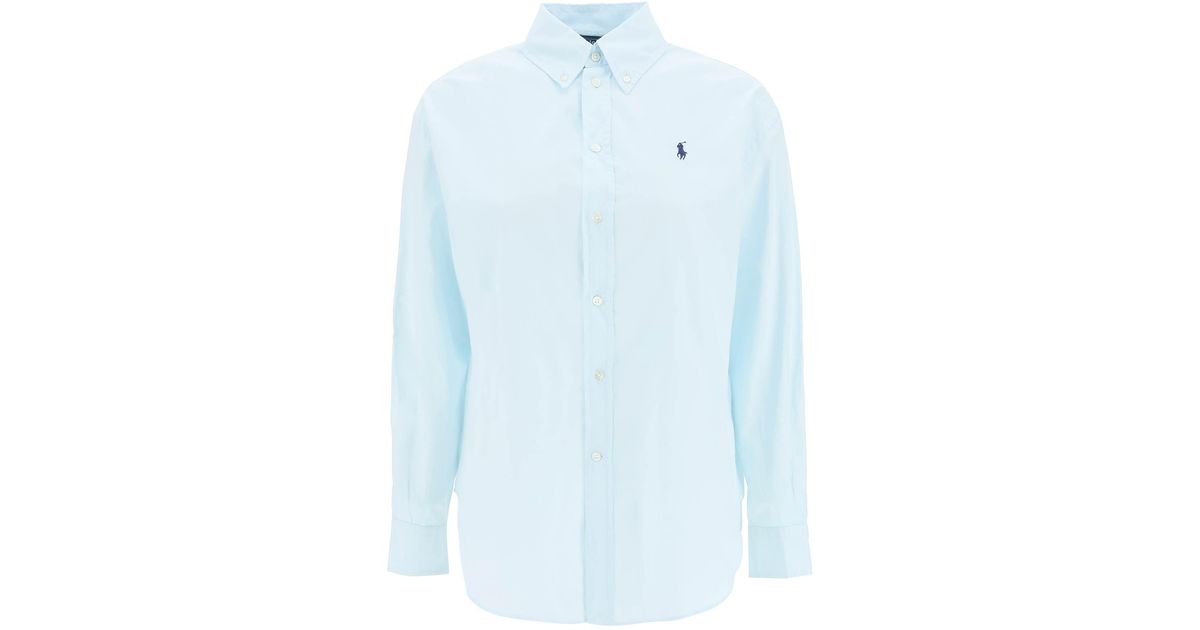 Polo Ralph Lauren Logo Cotton Shrit in Blue | Lyst