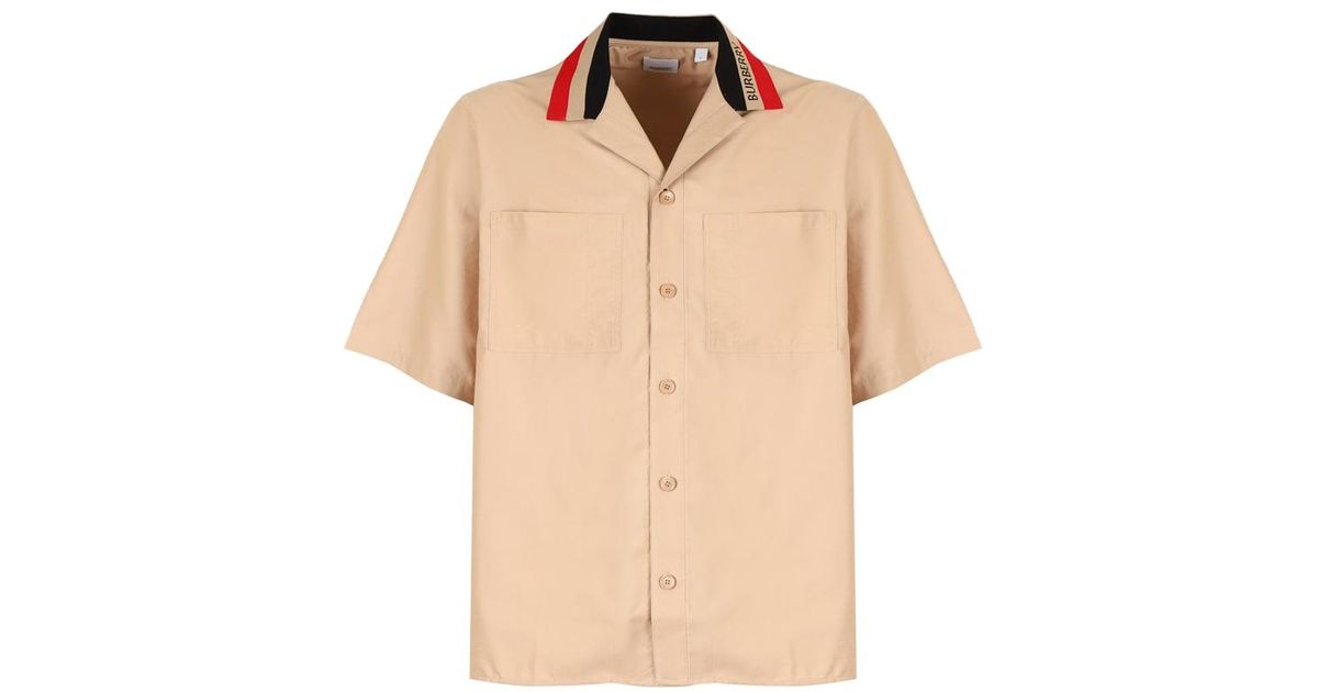 Burberry Cotton Shirt With Striped Pattern in Beige (Natural) for Men