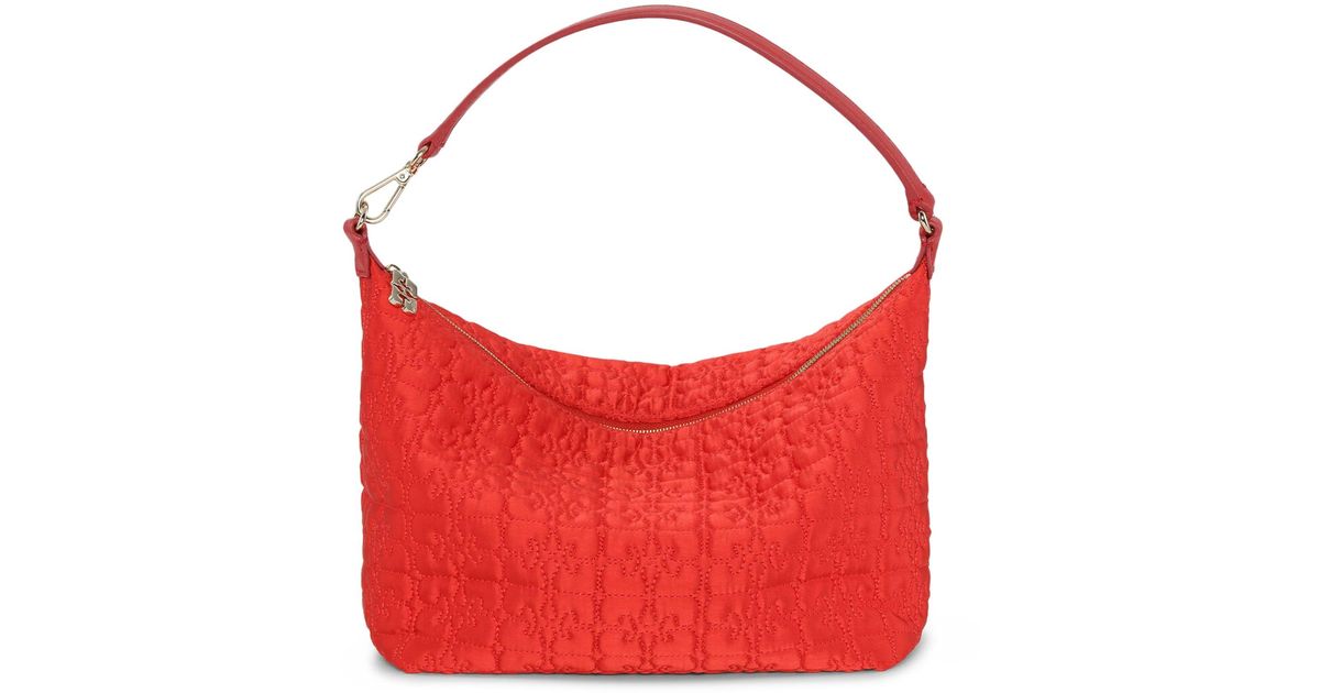 Ganni Butterfly Medium Pouch Satin in Red | Lyst