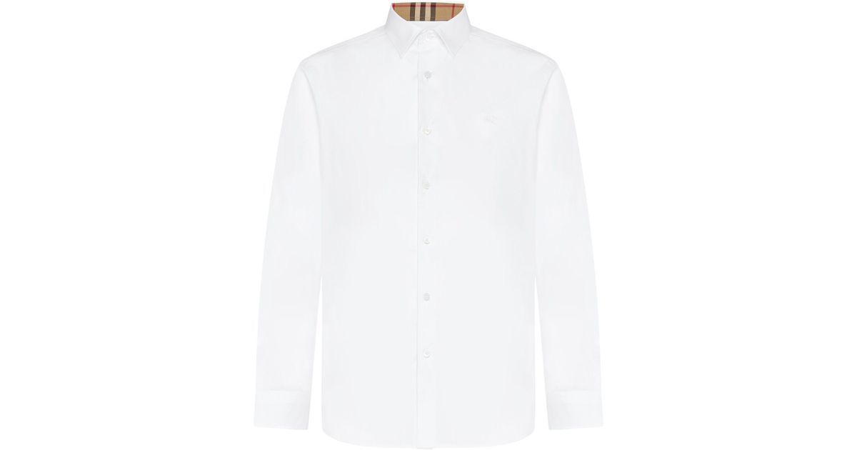 Mens burberry white button down clearance shirt