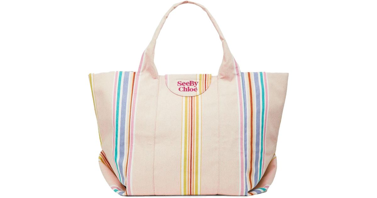 See By Chloé Letizia Tote Bag With Multicolored Details in White Lyst