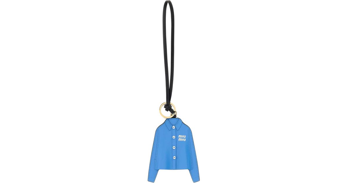 Miu Miu Cerulean Leather Keyring in Blue | Lyst UK