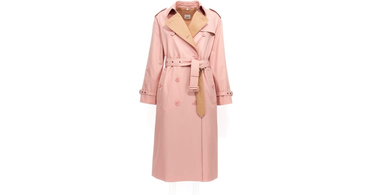 Burberry Gabardine Trench Coat Coats, Trench Coats in Pink | Lyst