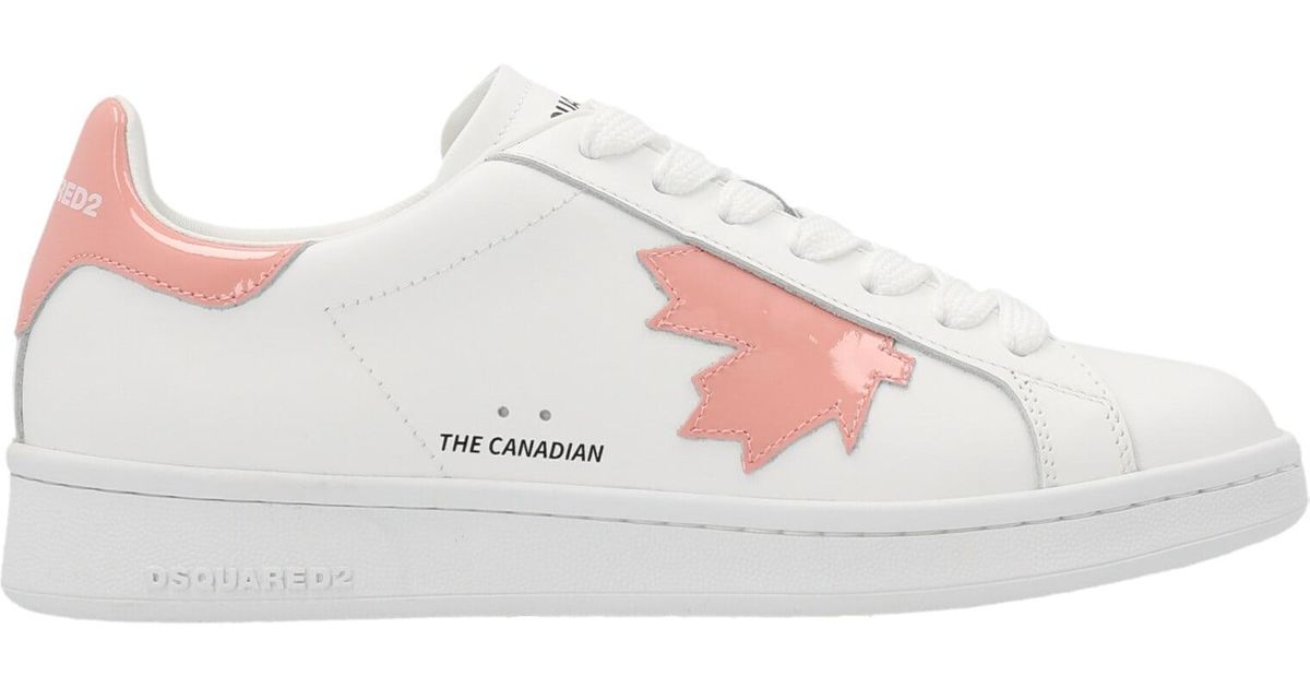 DSquared² Leather The Canadian Sneakers in White (Pink) Save 58 Lyst UK