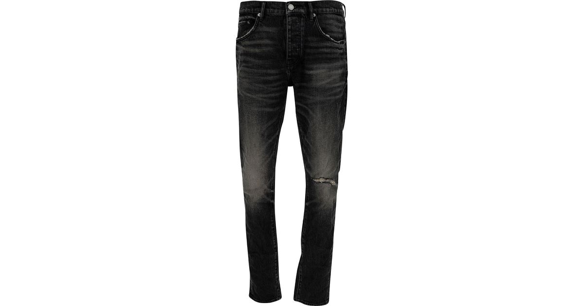 Purple Brand Black Skinny Jeans With Rips In Stretch Cotton Denim for Men Lyst