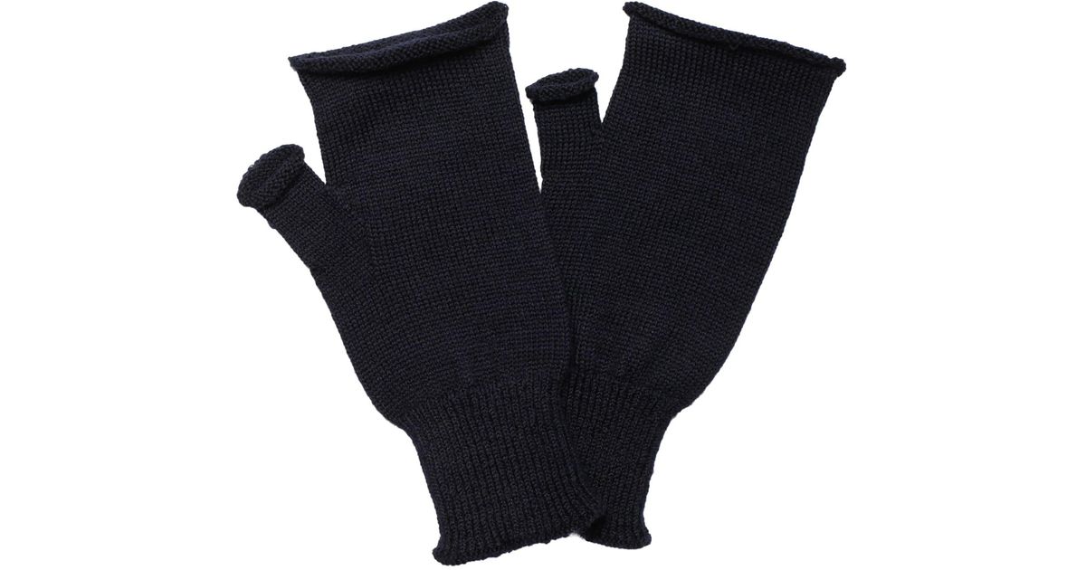Maison Margiela Wool Fingerless Mitten Gloves in Navy (Blue) - Lyst