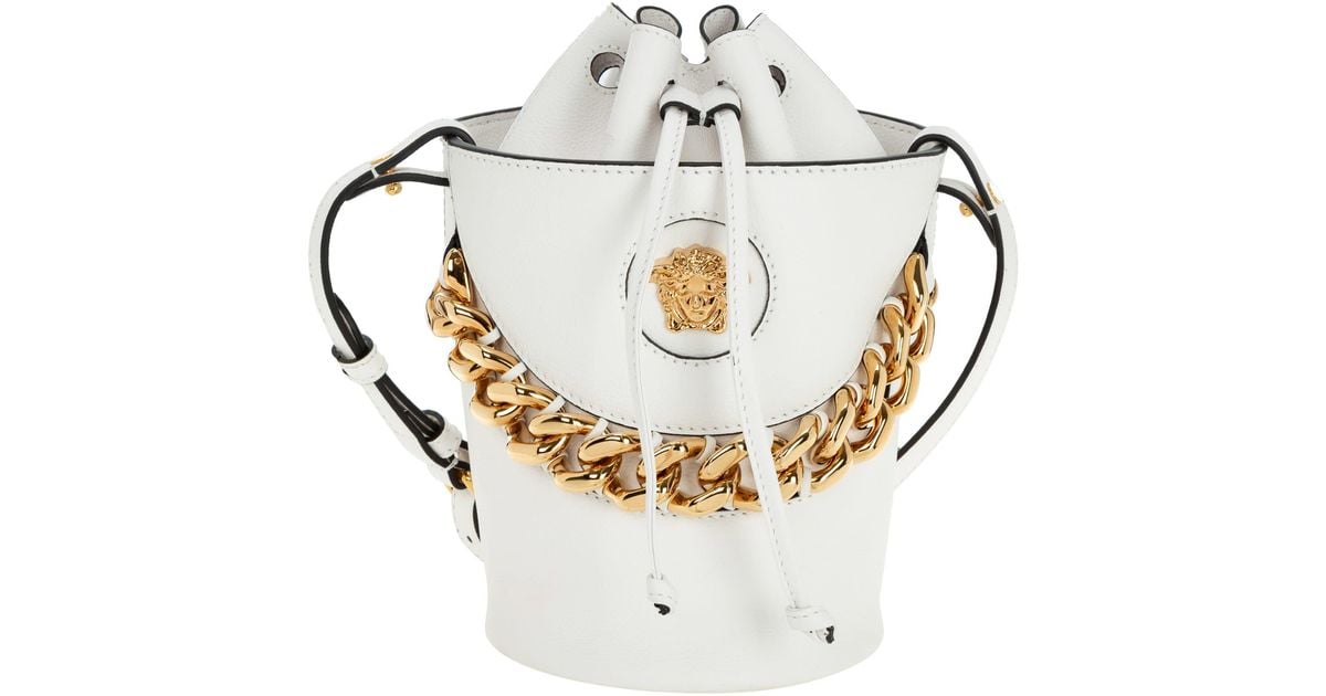 Versace Leather La Medusa Bucket Bag in White Lyst UK