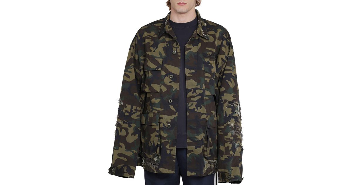 Balenciaga Cotton Camouflage Army Jacket for Men | Lyst UK