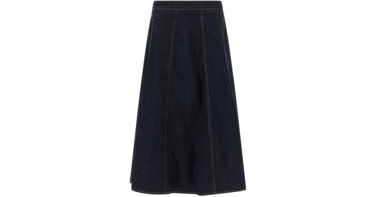 Alberta Ferretti Denim A-Line Maxi Skirt in Blue | Lyst