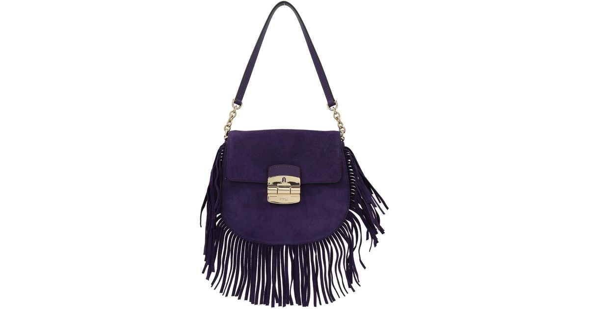 Furla Suede Club 2 Crossbody Bag in Purple | Lyst