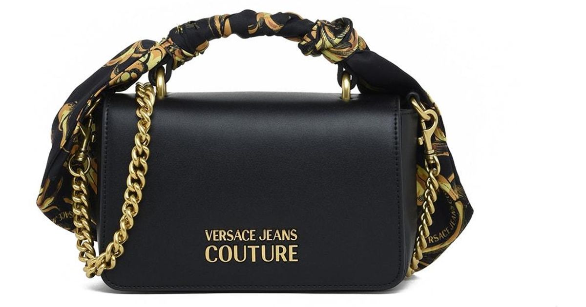 Versace Jeans Couture Denim Faux Leather Handbag With Print Foulard in Nero (Black) | Lyst