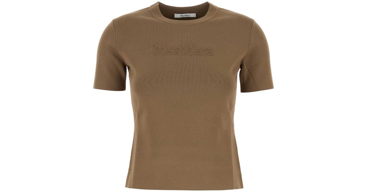 【関税&送料込】Max Mara Biscuit Viscose Blend Adelio T-Shir Max Mara Biscuit Viscose Blend Adelio T-Shirt | Lyst