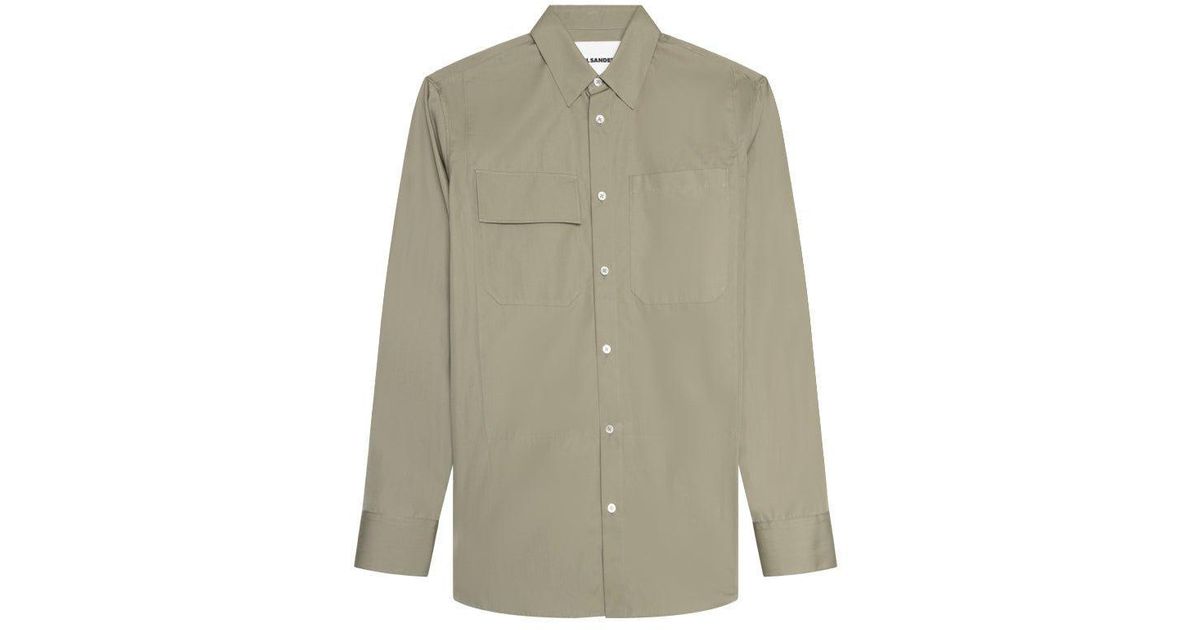 Jil Sander Buttoned Long-sleeved Shirt in Green for Men | Lyst