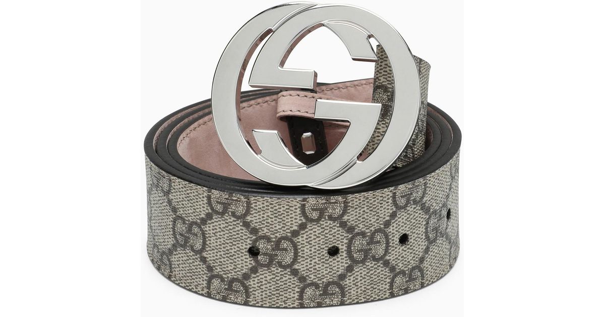 Gucci Gg Supreme Fabric Belt With Gg Buckle in Metallic for Men Lyst
