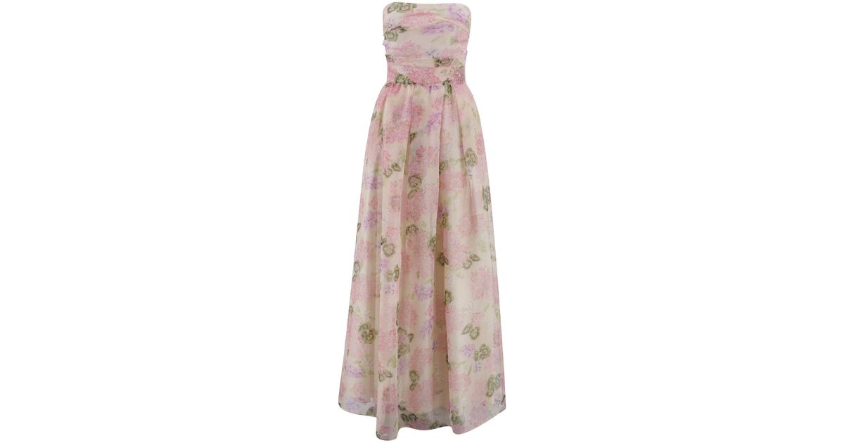 【送料&関税込】Max Mara Studio Fancy Organza Bustier Dress Max Mara Fancy Organza Bustier Dress in Natural | Lyst
