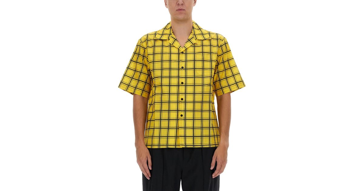 Marni Check Print Shirt in Yellow for Men | Lyst
