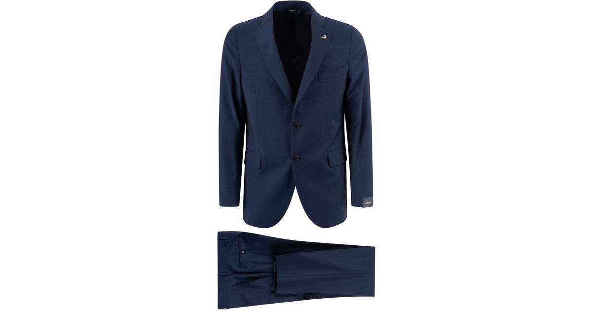Tombolini Logo Patch Plain Suit in Blue for Men | Lyst