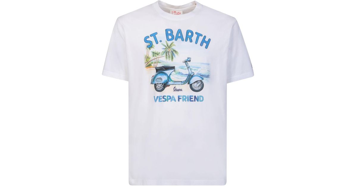 Mc2 Saint Barth White Vespa Friend T-shirt in Blue for Men | Lyst