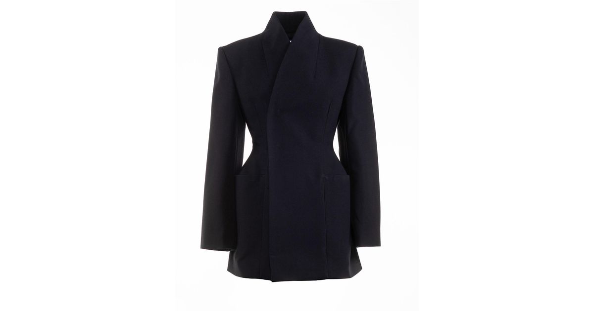 Balenciaga Minimal Hourglass Wool Jacket in Blue | Lyst